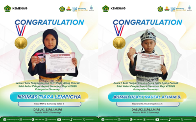 Dua Siswa MIN 2 Sumenep Raih Juara 1 pada Ajang Pencak Silat Antar Pelajar Bupati Cup V/2026