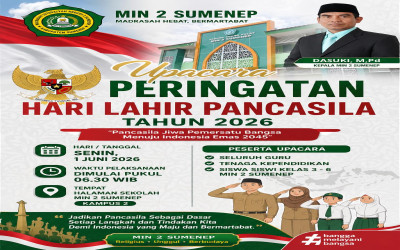 Upacara Peringatan Hari Lahir Pancasila Tahun 2026 di MIN 2 Sumenep Berlangsung Khidmat dan Penuh Semangat Kebangsaan