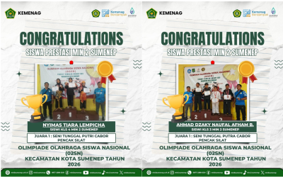 Membanggakan! Dua Pesilat Cilik MIN 2 Sumenep Borong Juara 1 di O2SN Kecamatan Kota 2026