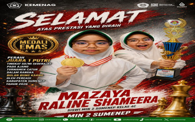Cerdas Di Atas Papan Catur! Mazaya Raline, Siswi MIN 2 Sumenep Raih Juara 1 Turnamen Catur PERCASI 2026